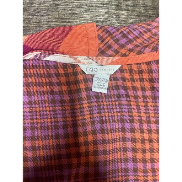Cato Women’s Mixed Plaid Vest Duster – Orange & Purple – Size 18/20W - Picture 2 of 3